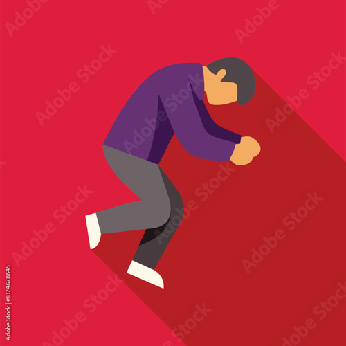 Depressed businessman leaning forward with head down, symbolizing business failure, emotional stress, and mental health challenges