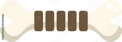 White bone for dogs wrapped with edible rings for chewing and training sessions