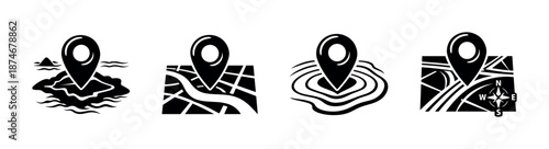 Map pin vector icons set for navigation, gps, location markers, and maps