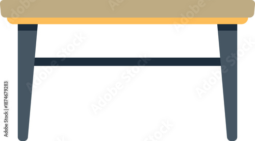 Simple and modern wooden table with metal legs isolated on white background, perfect for interior design or furniture concepts