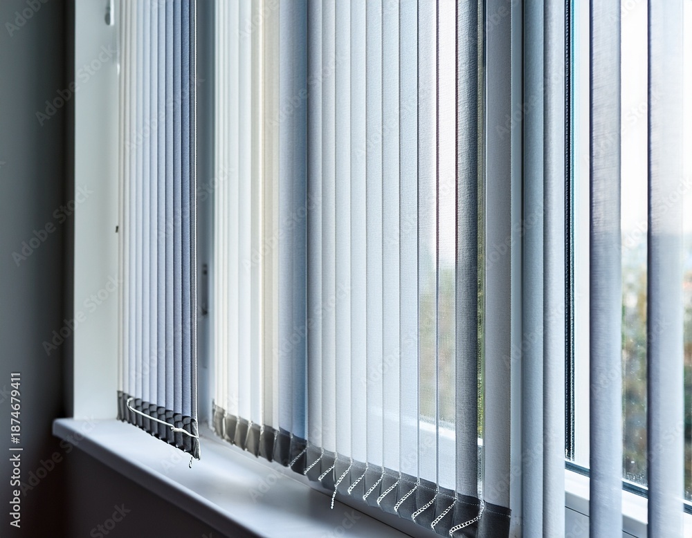 Obraz premium windows with vertical blinds close up