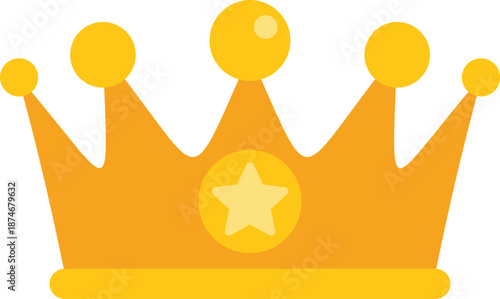 Simple golden crown with star, symbolizing royalty, power, and authority, perfect for design projects related to monarchy, leadership, or achievement