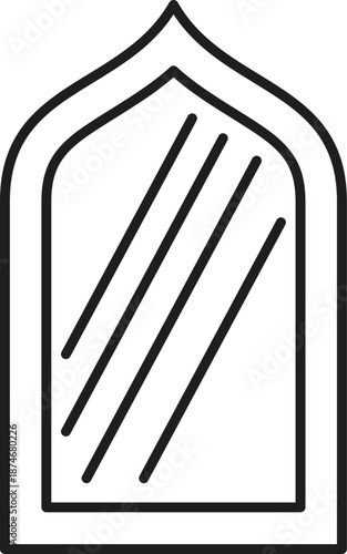 Simple line art depicting a moroccan arch window, reflecting light and adding an elegant touch to interior design concepts