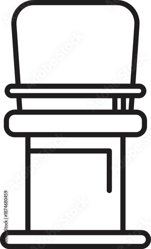 Baby highchair line icon representing a safe and convenient feeding solution for infants and toddlers, promoting comfortable mealtimes