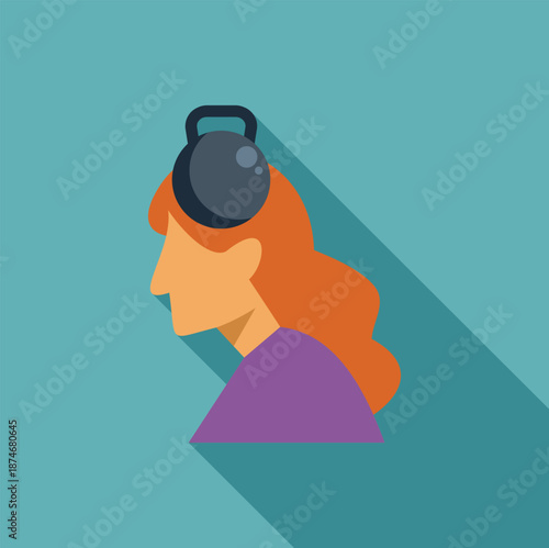 Woman's head carrying a heavy weight symbolizing mental burden, anxiety, and depression