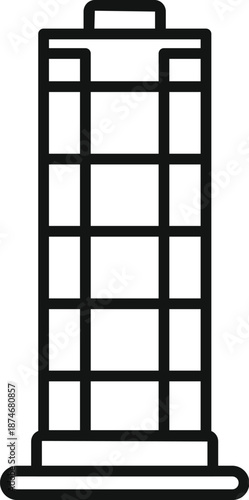 Skyscraper icon illustrating a tall architectural structure on a white background