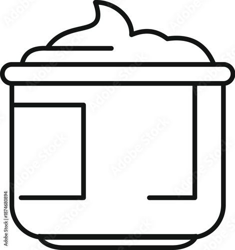 Cream jar with product outline showing a cosmetic container