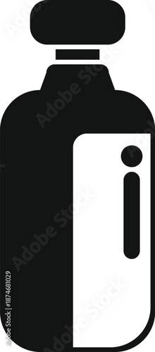 Black and white medicine bottle icon with an information symbol on the label