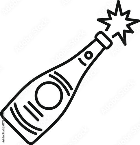 Sparkling wine bottle opening with a pop, celebrating a special event