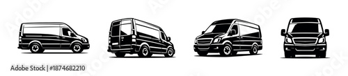 Delivery vehicles vector icons set: cargo, freight, transport symbols collection