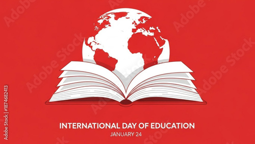 International Day of Education global celebration with open book and globe
