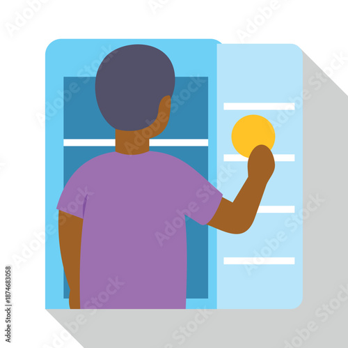 Person opening refrigerator and choosing food snack