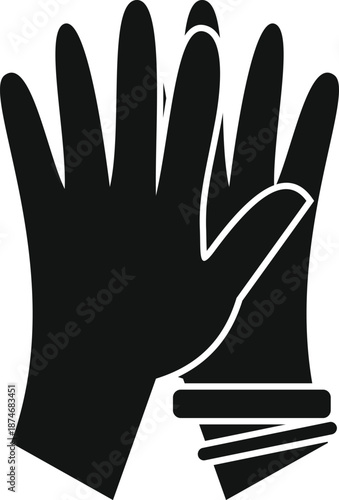 Pair of black silhouette gloves providing safety and hygiene