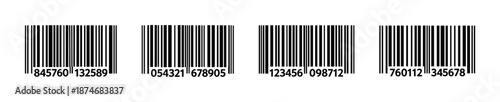 Barcode vector icons set with scanning symbols and unique code designs