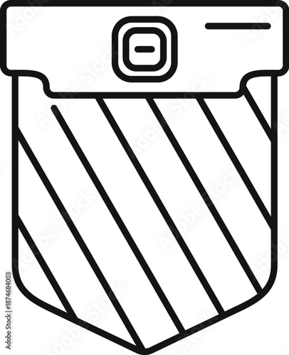 Outline icon representing a striped shirt pocket with a closing button
