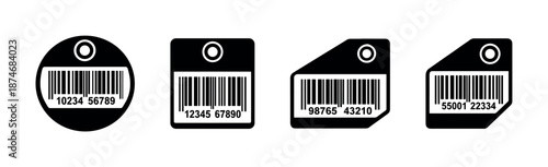 Barcode vector icons set. label, tag, price symbols. retail, trade, commerce signs