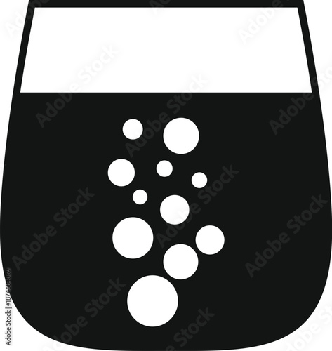 Carbonated glass with effervescent bubbles representing refreshment