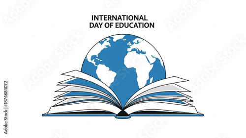 International Day of Education global celebration with open book and globe