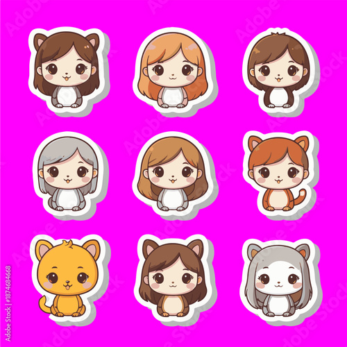 cartoon stickers, vector stickers, cute stickers, kawaii stickers, valentine stickers, love stickers, heart stickers, simple stickers, cartoon vector, 4k stickers, cute vector, cartoon icons, sticker 