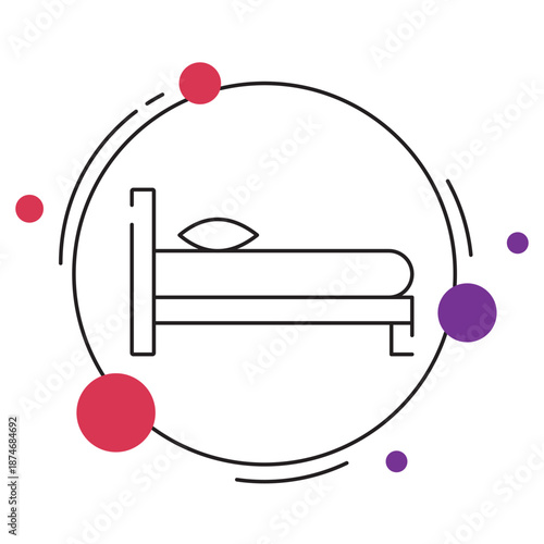 Bed Icon, Luxury Sleep Comfort, Modern Bedroom Furniture, Perfect Rest Space, vector