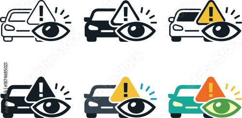 Image Generation. Automotive caution mark depicting a transport icon combined with a reassurance element, reflecting alertness,