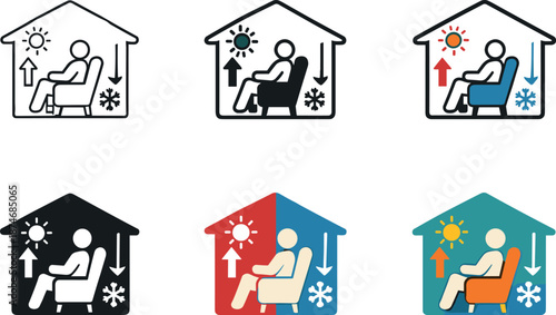 Image Generation. Domestic climate balance concept portraying a living area supported by regulated heating and cooling flow,