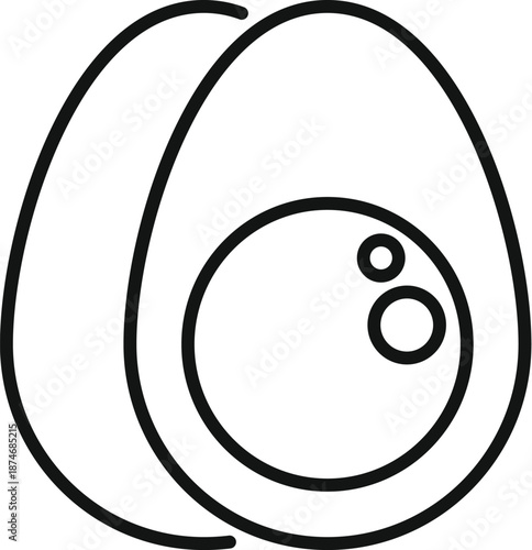 Boiled egg cut in half with yolk and white outline, representing healthy eating