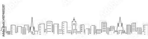 Edinburgh Simple Dark Lines Skyline on White Background