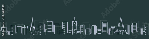 Edinburgh Simple Lines Skyline on Dark Background