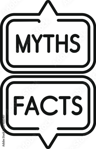 Speech bubble icon displaying words myths and facts for informational comparison