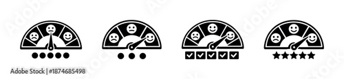 Customer satisfaction vector icons set: feedback, review, rating, evaluation symbols