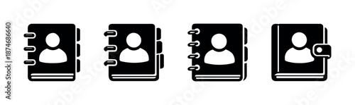Contact book vector icons set - address, directory symbols collection