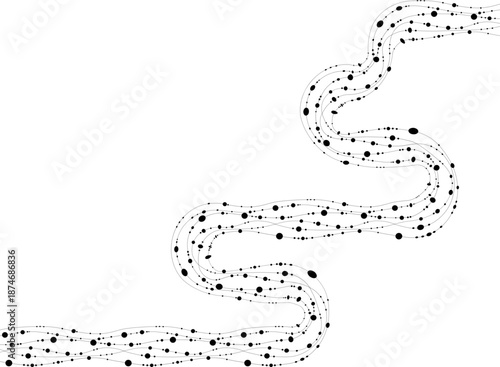 Extended zigzag path constructs a labyrinth form with dots marking sustained movement.