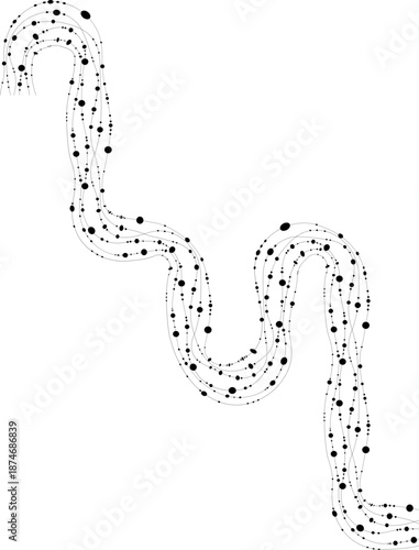 Long path develops a labyrinth structure through turns and dots that signal traversal.