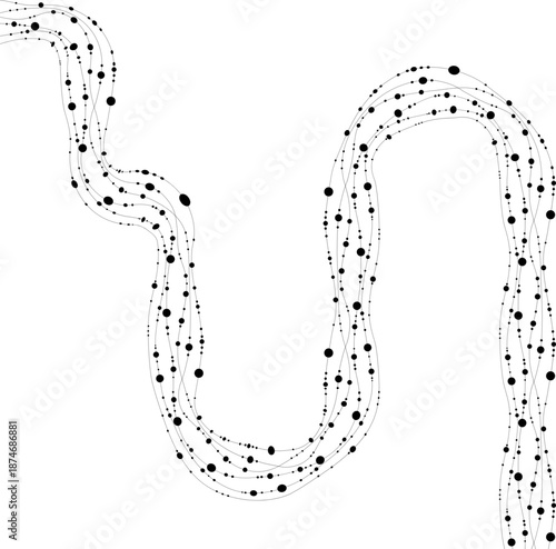 Long route progresses with curved motion and dots that articulate temporal extension.