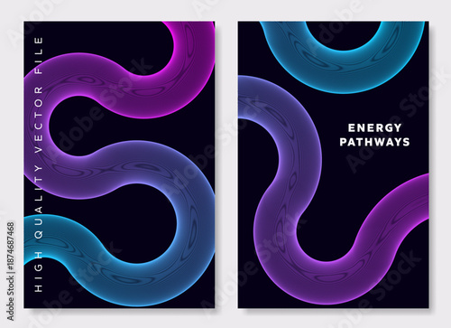 Slika na platnu Gradient energy pathways on vertical posters for book covers annual reports and