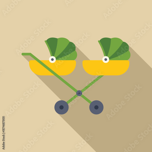 Double baby stroller transporting newborns, providing convenience for parents