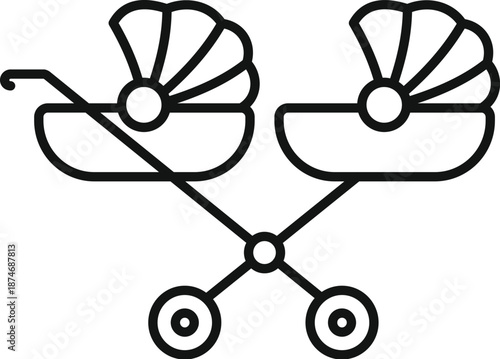 Double stroller carrying two babies, representing childcare and family