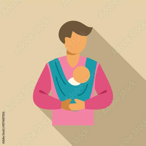 Father carrying baby in a sling, bonding as a family