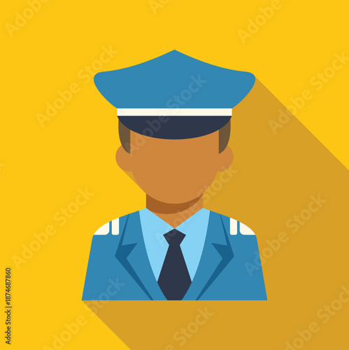 Pilot wearing a uniform and hat, an aviation professional avatar