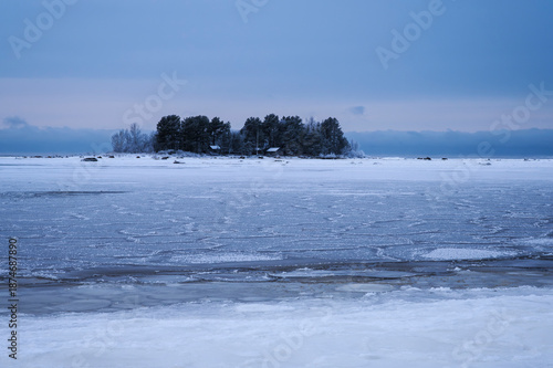 winter seascape with snow and ice, Finland