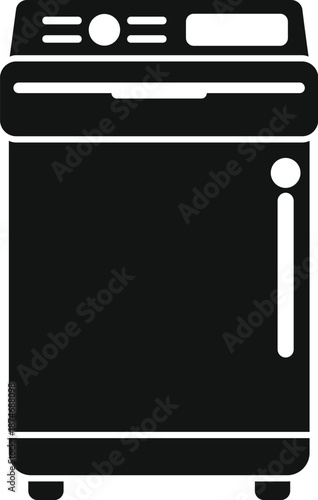 Kitchen appliance for baking bread, featuring a simple black and white vector design