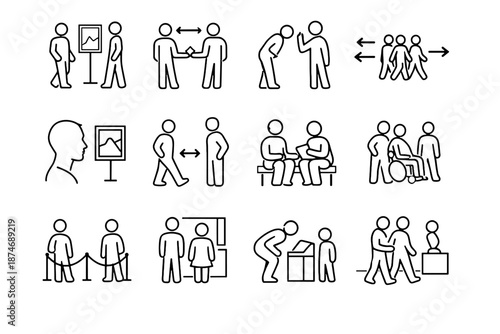 Access icons focus icon cue museum experience inclusive vector clarity yield etiquette