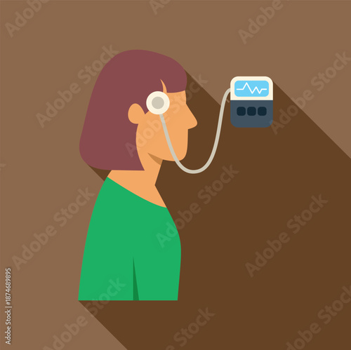 Woman wearing cochlear implant for hearing improvement