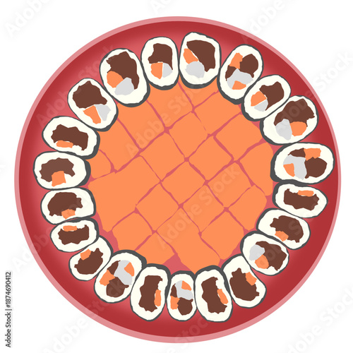 A variety of sushi ready to eat together