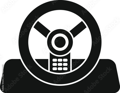 Vehicle steering wheel graphic illustrating transportation, control, and navigation concepts