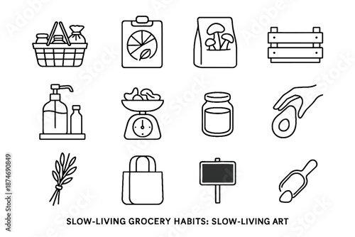 Icon refill reaching goods symbol icons mushrooms simple shopping sustainable sign vector
