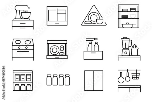 Drawers icon minimalist baking organizer smooth icons vector juicer kitchen jars compact
