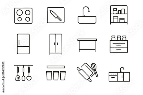 Bins zone sorting fridge workspace vector corner minimalist unit pantry icons icon