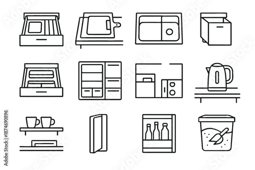 Kettle icon icons sink kitchen minimalist tub wall diagram chopping zone station